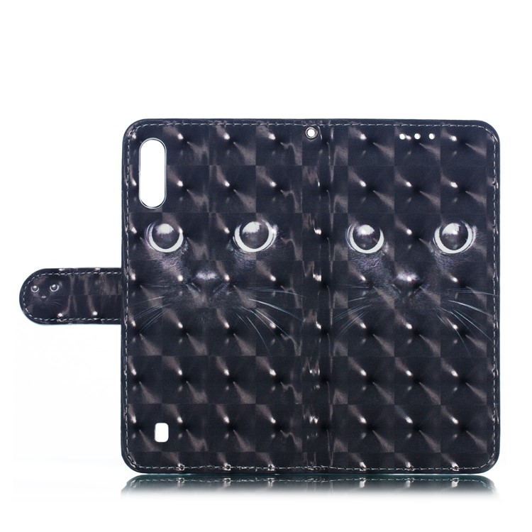 Light Spot Decor 3D Patterned Leather Mobile Case for Samsung Galaxy M10 - Black Cat-9