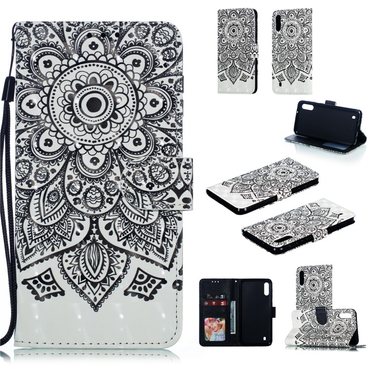 Light Spot Decor 3D Patterned Leather Mobile Case for Samsung Galaxy M10 - Datura Flower-1