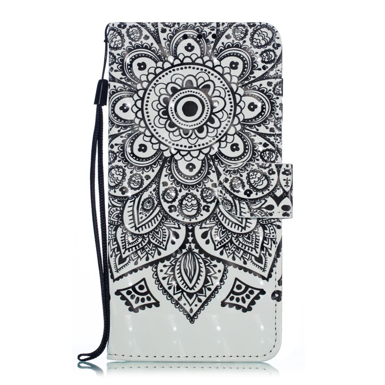 Light Spot Decor 3D Patterned Leather Mobile Case for Samsung Galaxy M10 - Datura Flower-2
