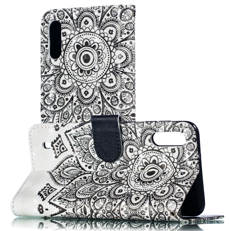 Light Spot Decor 3D Patterned Leather Mobile Case for Samsung Galaxy M10 - Datura Flower-6