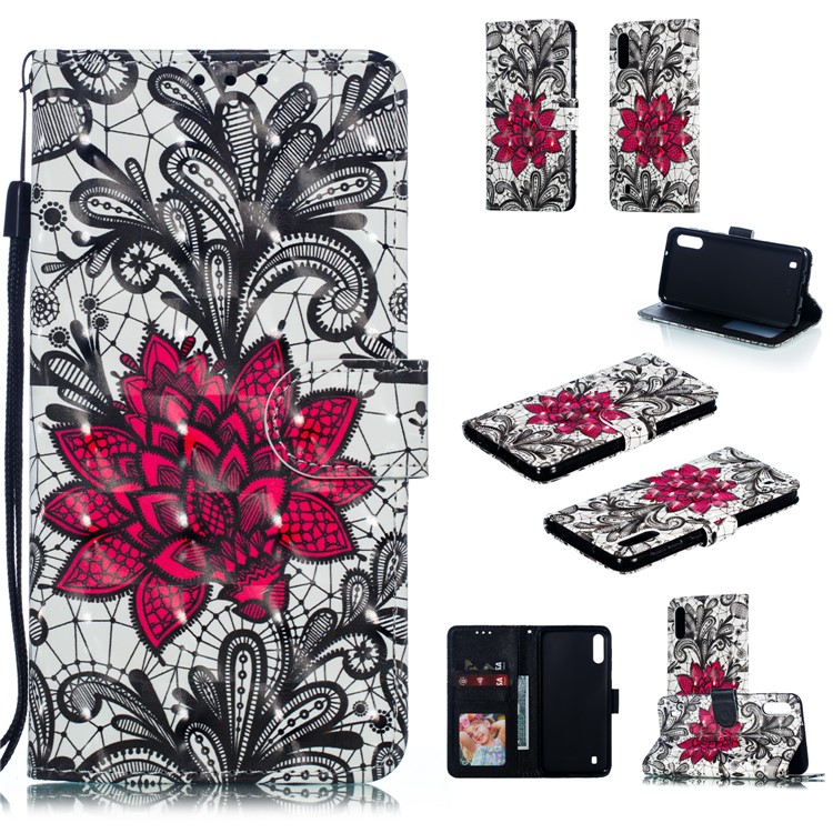 Light Spot Decor 3D Patterned Leather Mobile Case for Samsung Galaxy M10 - Orlaya Grandiflora-1