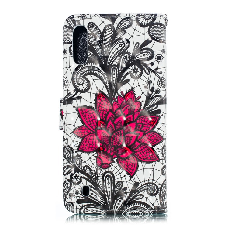 Light Spot Decor 3D Patterned Leather Mobile Case for Samsung Galaxy M10 - Orlaya Grandiflora-3