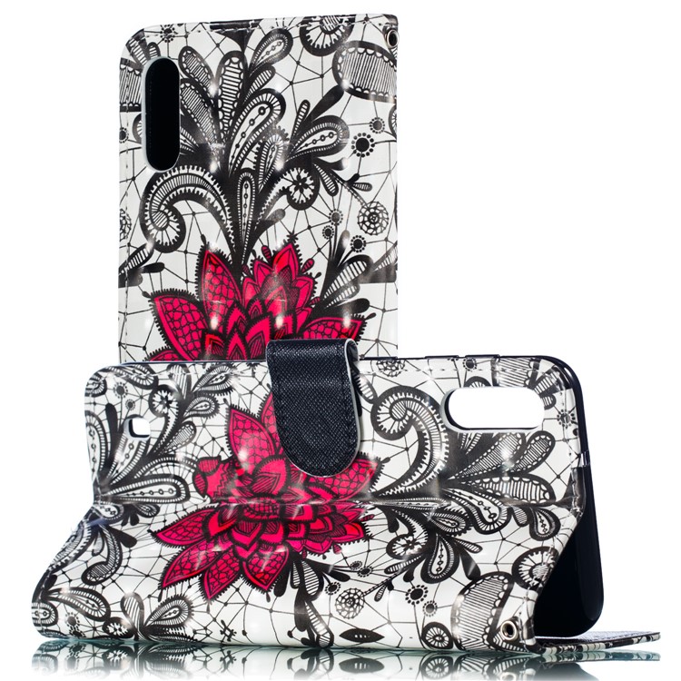 Light Spot Decor 3D Patterned Leather Mobile Case for Samsung Galaxy M10 - Orlaya Grandiflora-6