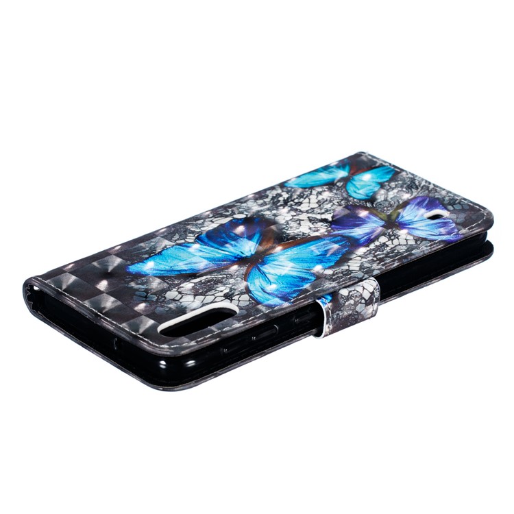 Light Spot Decor 3D Patterned Leather Mobile Case for Samsung Galaxy M10 - Blue Butterfly-8