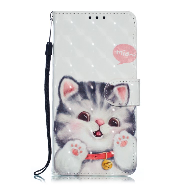 Light Spot Decor 3D Patterned Leather Mobile Case for Samsung Galaxy M10 - Lovely Cat-2