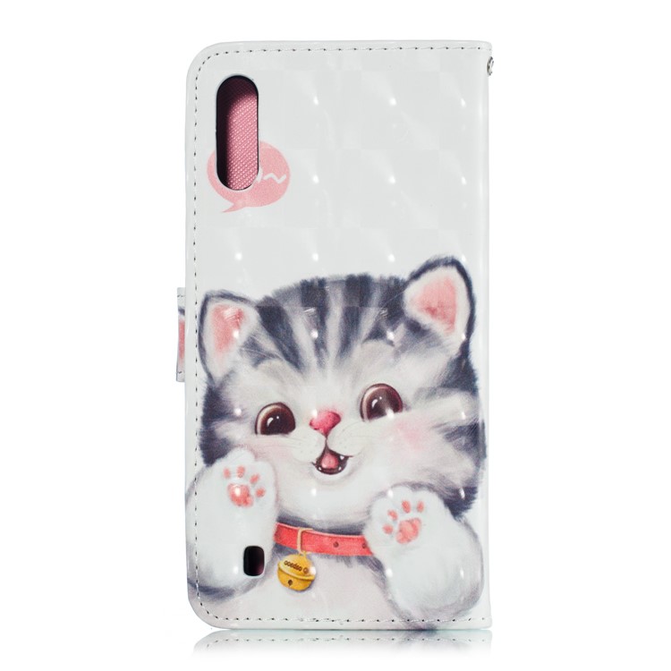Light Spot Decor 3D Patterned Leather Mobile Case for Samsung Galaxy M10 - Lovely Cat-3