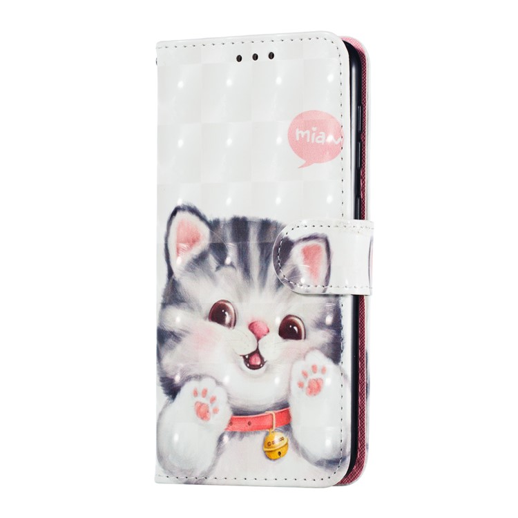 Light Spot Decor 3D Patterned Leather Mobile Case for Samsung Galaxy M10 - Lovely Cat-4