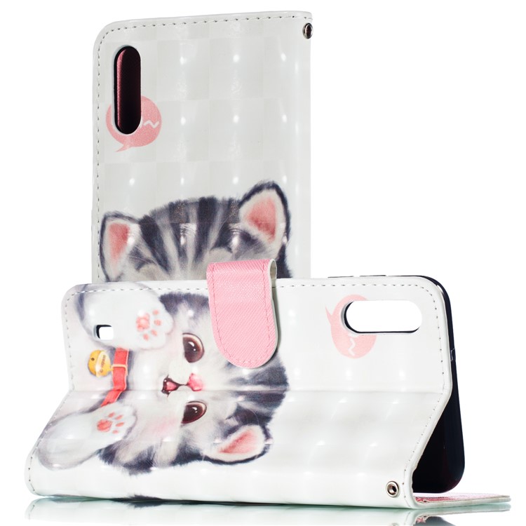 Light Spot Decor 3D Patterned Leather Mobile Case for Samsung Galaxy M10 - Lovely Cat-6