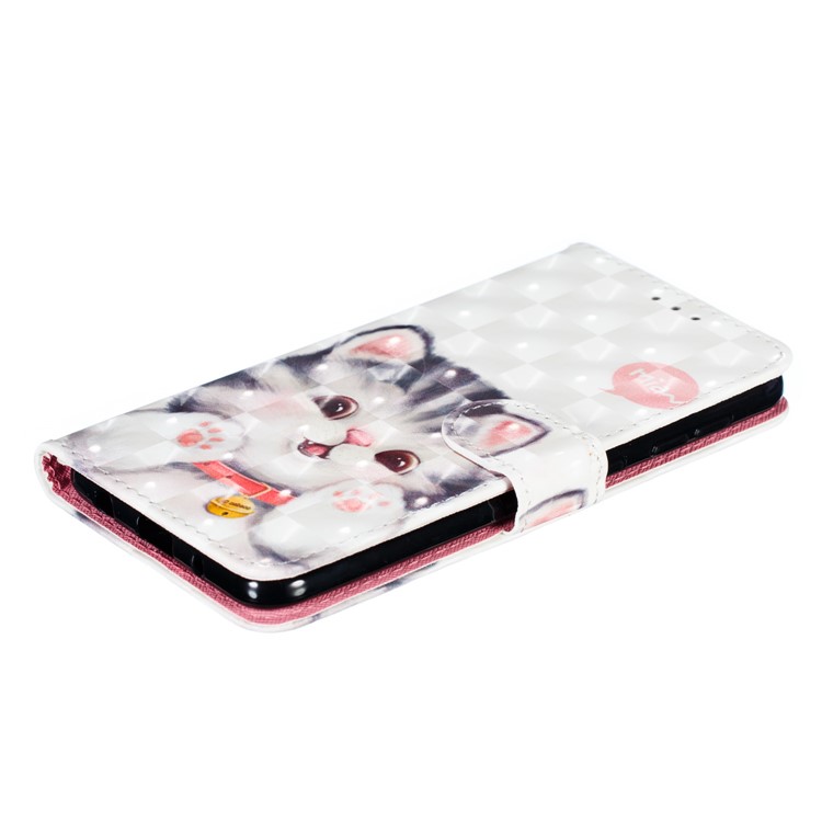Light Spot Decor 3D Patterned Leather Mobile Case for Samsung Galaxy M10 - Lovely Cat-7