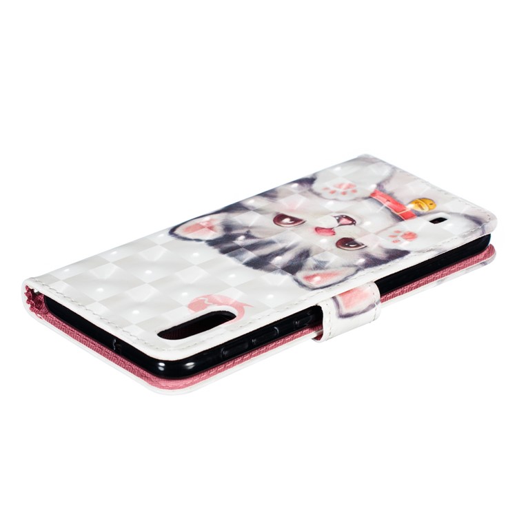 Light Spot Decor 3D Patterned Leather Mobile Case for Samsung Galaxy M10 - Lovely Cat-8
