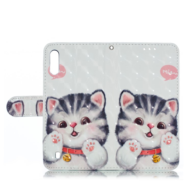 Light Spot Decor 3D Patterned Leather Mobile Case for Samsung Galaxy M10 - Lovely Cat-9