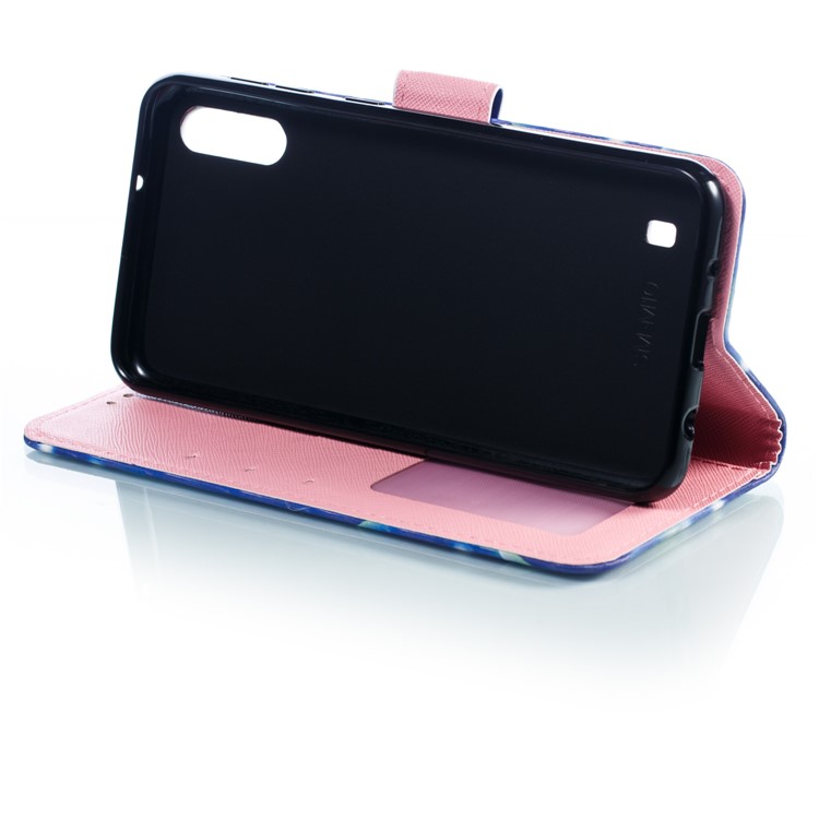 Decoração De Ponto Claro 3D Modelado Estojo Móvel De Couro Para Samsung Galaxy M10 - Borboleta Rosa-12