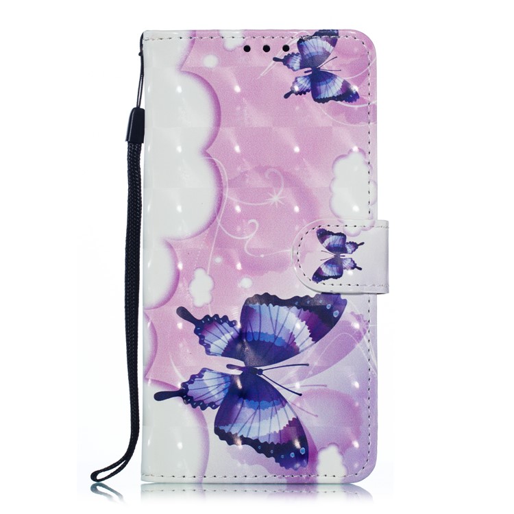 Light Spot Decor 3D Patterned Leather Mobile Case for Samsung Galaxy M10 - Vivid Butterflies-2