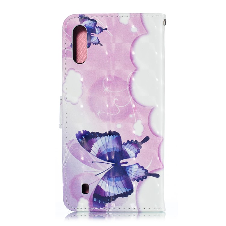 Light Spot Decor 3D Patterned Leather Mobile Case for Samsung Galaxy M10 - Vivid Butterflies-3