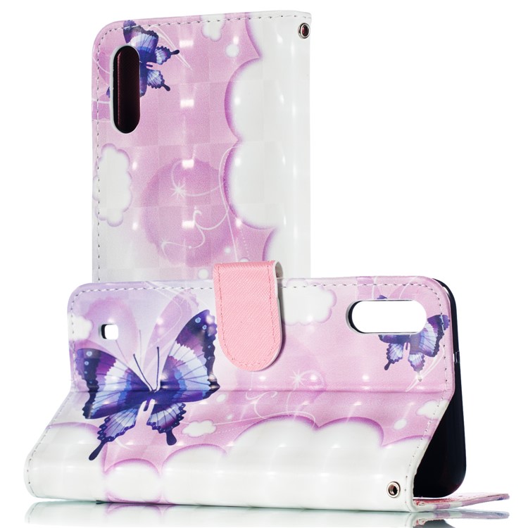 Light Spot Decor 3D Patterned Leather Mobile Case for Samsung Galaxy M10 - Vivid Butterflies-6