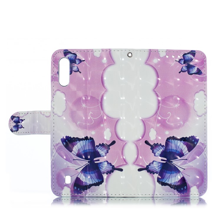 Light Spot Decor 3D Patterned Leather Mobile Case for Samsung Galaxy M10 - Vivid Butterflies-9