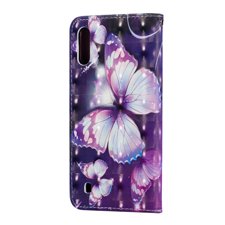 Étui Mobile En Cuir À Motifs 3D Décor Décor Spot Pour Samsung Galaxy M10 - Papillon Violet-5