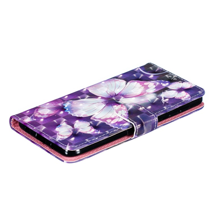 Étui Mobile En Cuir À Motifs 3D Décor Décor Spot Pour Samsung Galaxy M10 - Papillon Violet-7