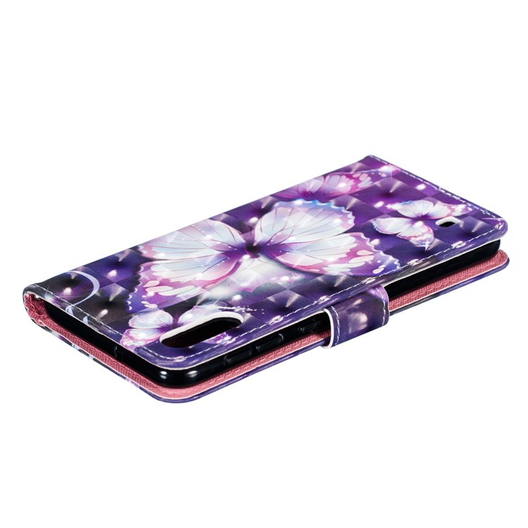 Étui Mobile En Cuir À Motifs 3D Décor Décor Spot Pour Samsung Galaxy M10 - Papillon Violet-8