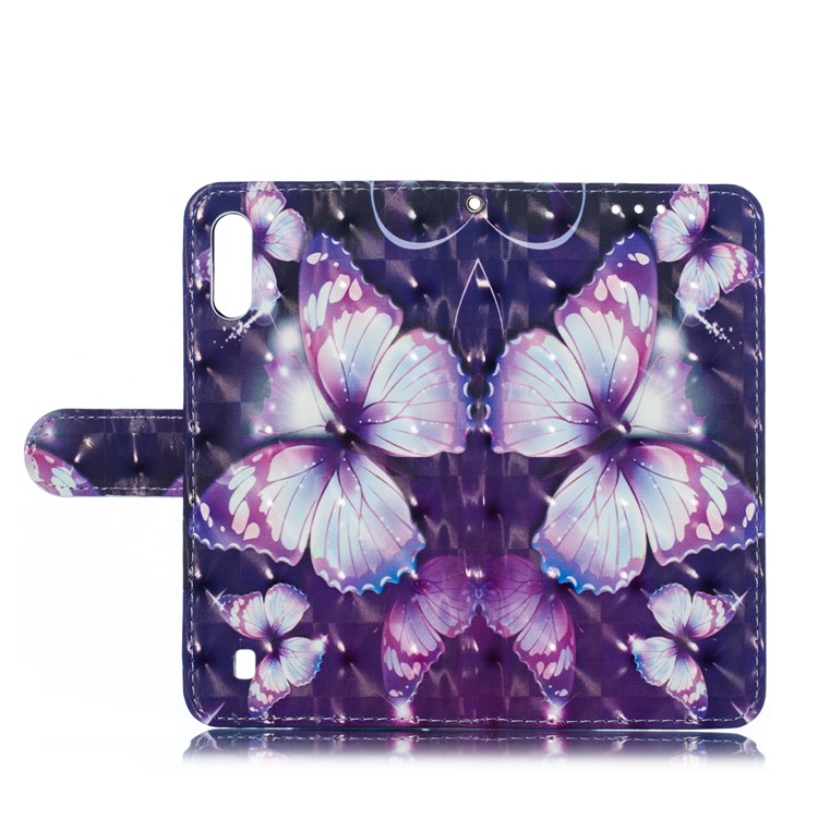 Étui Mobile En Cuir À Motifs 3D Décor Décor Spot Pour Samsung Galaxy M10 - Papillon Violet-9