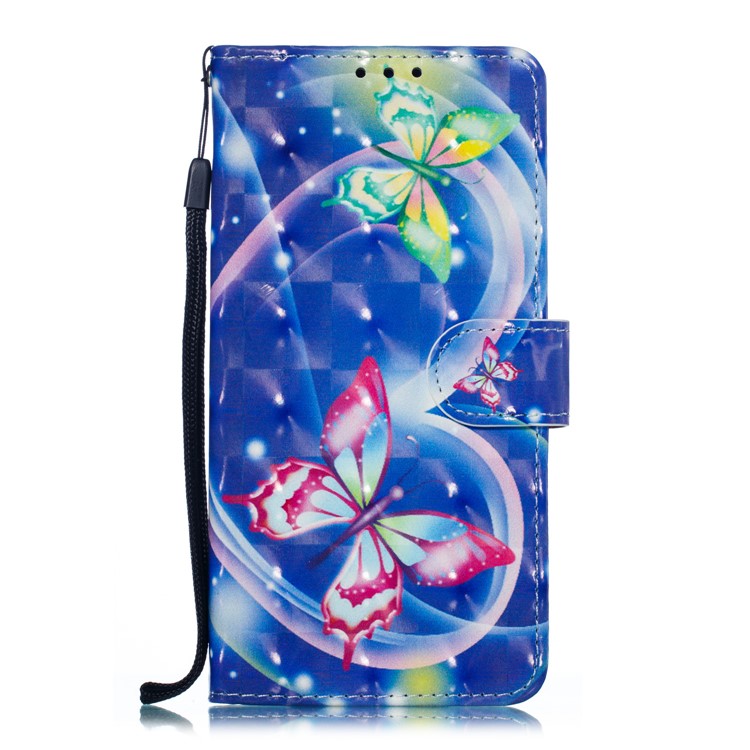 Light Spot Decor 3D Patterned Leather Mobile Case for Samsung Galaxy M10 - Loving Heart and Butterfly-2