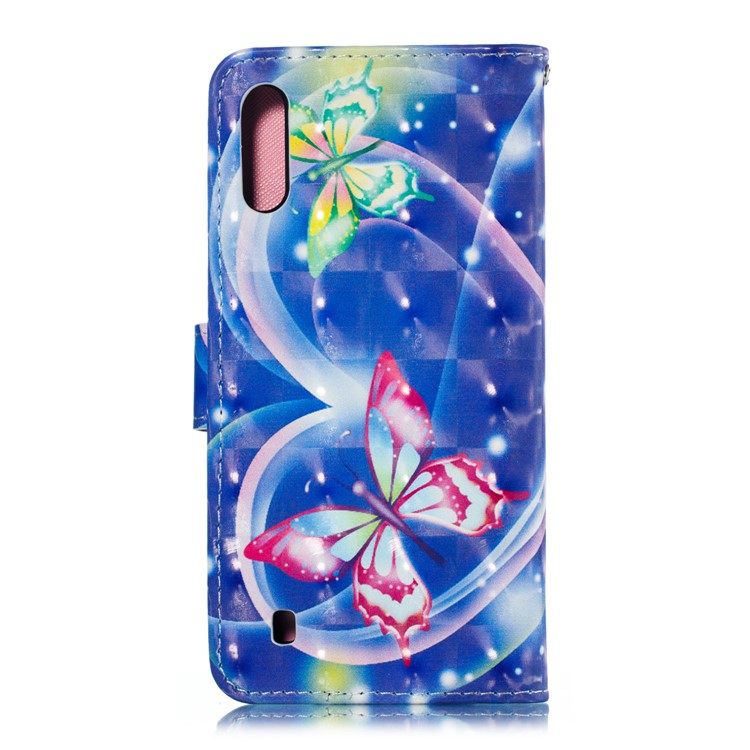 Light Spot Decor 3D Patterned Leather Mobile Case for Samsung Galaxy M10 - Loving Heart and Butterfly-3