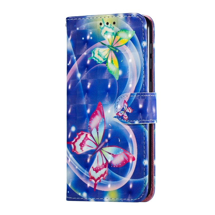 Light Spot Decor 3D Patterned Leather Mobile Case for Samsung Galaxy M10 - Loving Heart and Butterfly-4