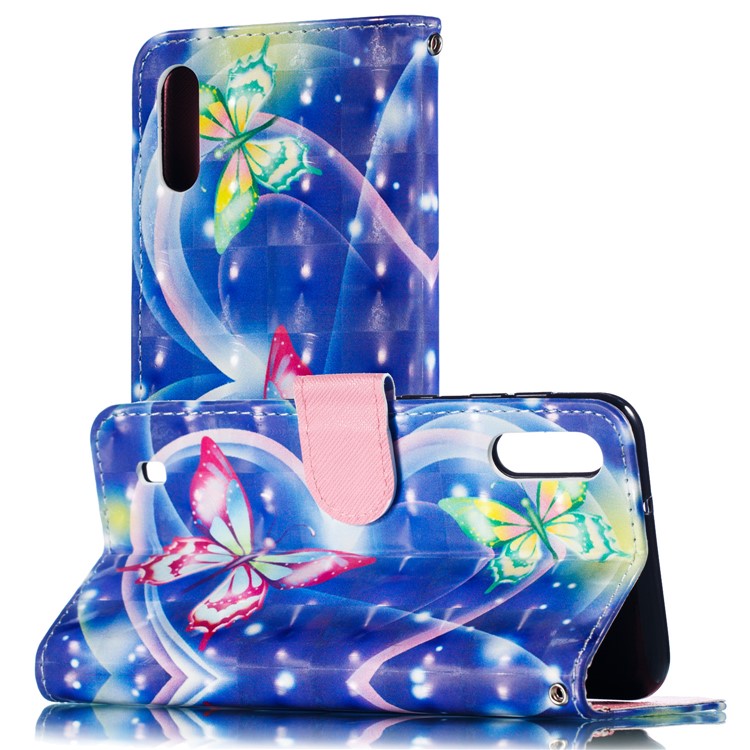 Light Spot Decor 3D Patterned Leather Mobile Case for Samsung Galaxy M10 - Loving Heart and Butterfly-6