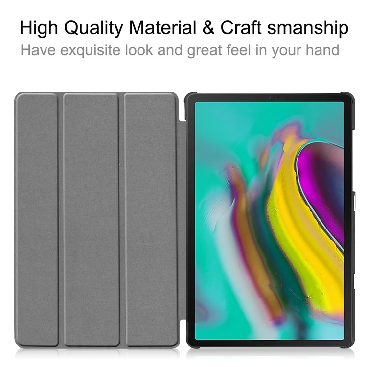 Slim Lightweight Stable Tri-fold Stand Stand PU Leather Protective Full Body Cover for Samsung Galaxy Tab S5e SM-T720 Protective Tablet Cover - Grey-6