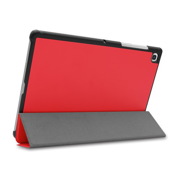 Slim Lightweight Stable Tri Fold Stand Stand pu Leather Protecteur Complet Couvercle de Carrosserie Pour Samsung Galaxy Tab S5e SM-T720 Couverture de Tablet de Protection - Rouge-5