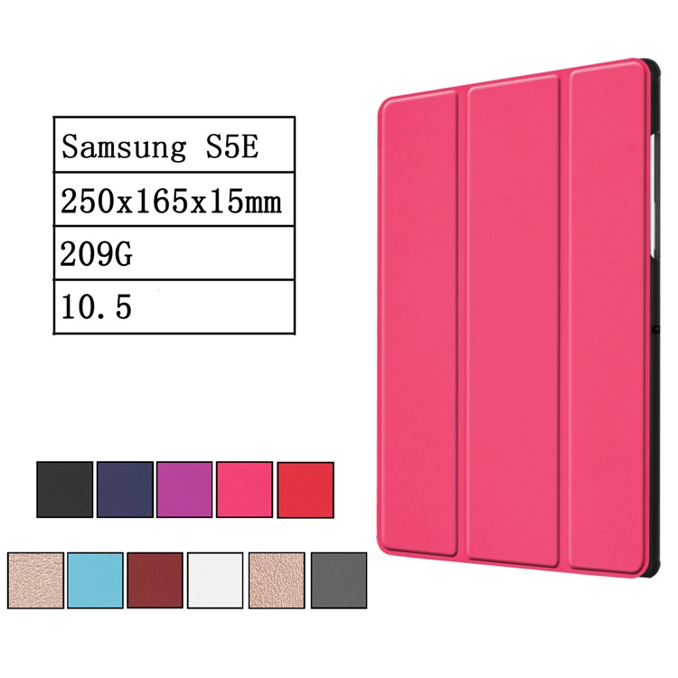 Tri-fold Stand Leather Case for Samsung Galaxy Tab S5e SM-T720 - Rose-9