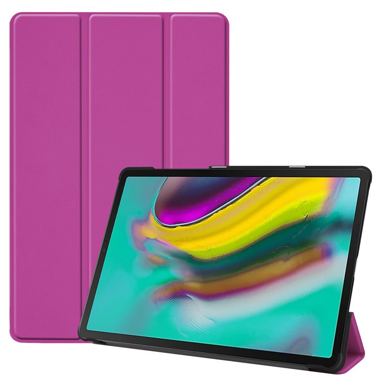 Tri-fold Stand Leather Case for Samsung Galaxy Tab S5e SM-T720 - Purple-1