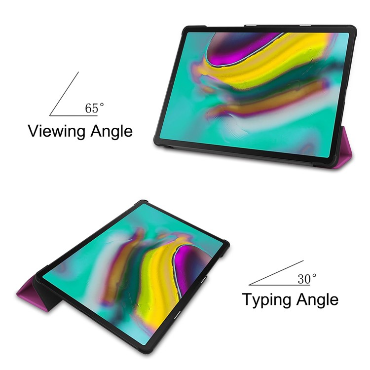 Tri-fold Stand Leather Case for Samsung Galaxy Tab S5e SM-T720 - Purple-3