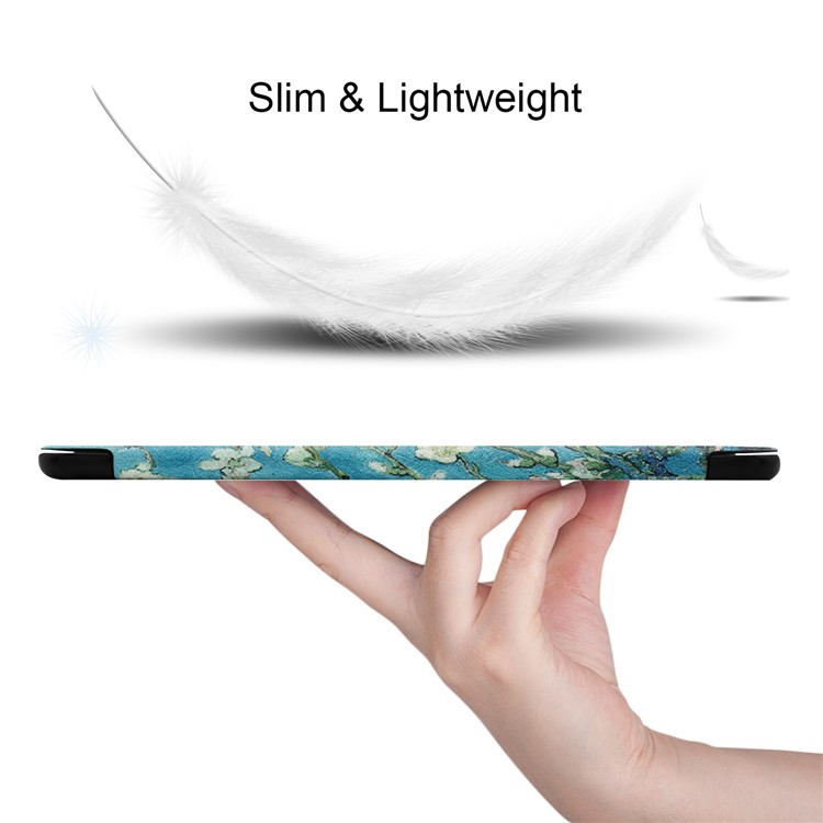 Pattern Printing Tri-fold Leather Stand Case for Samsung Galaxy Tab S5e SM-T720 - Tree with Flowers-2