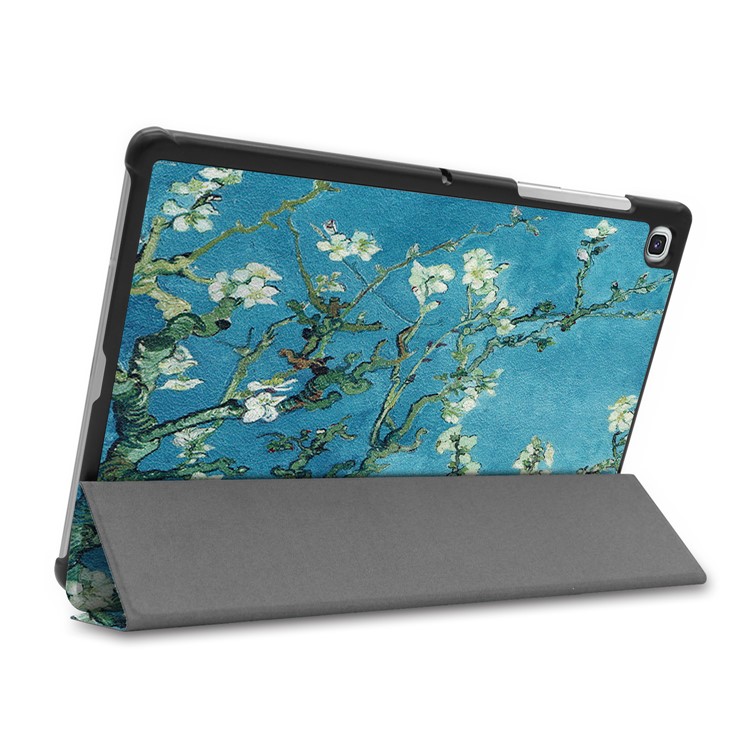 Pattern Printing Tri-fold Leather Stand Case for Samsung Galaxy Tab S5e SM-T720 - Tree with Flowers-5