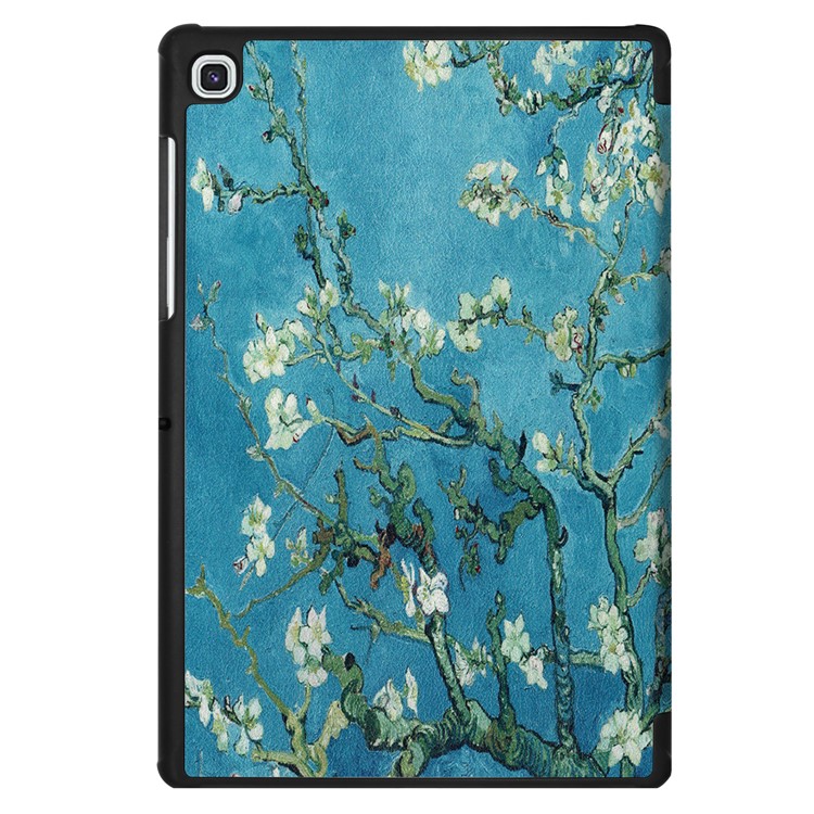 Pattern Printing Tri-fold Leather Stand Case for Samsung Galaxy Tab S5e SM-T720 - Tree with Flowers-8
