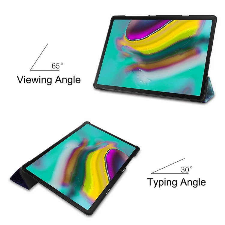 Pattern Printing Tri-fold Leather Stand Case for Samsung Galaxy Tab S5e SM-T720 - Galaxy Pattern-3