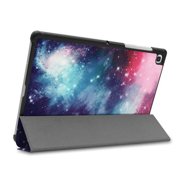Pattern Printing Tri-fold Leather Stand Case for Samsung Galaxy Tab S5e SM-T720 - Galaxy Pattern-5