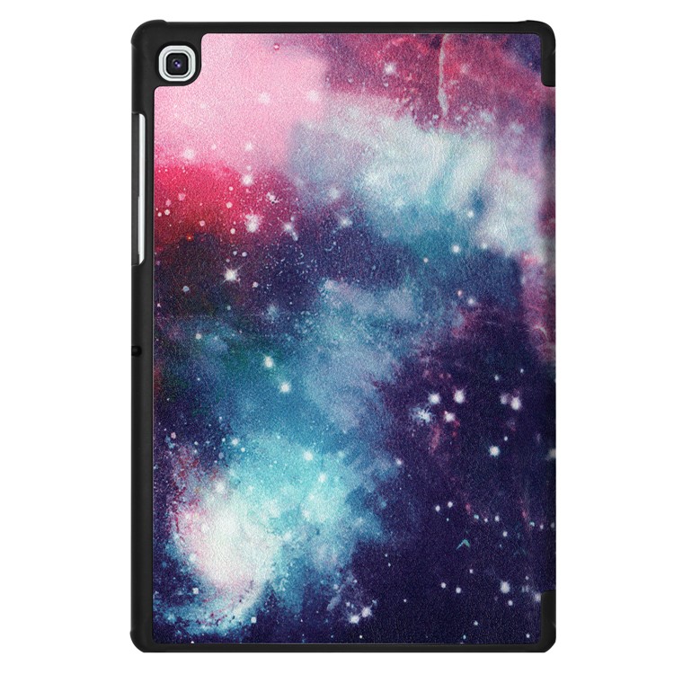 Pattern Printing Tri-fold Leather Stand Case for Samsung Galaxy Tab S5e SM-T720 - Galaxy Pattern-8