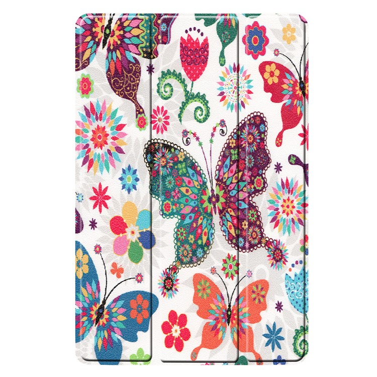 Pattern Printing Tri-fold Leather Stand Case for Samsung Galaxy Tab S5e SM-T720 - Butterfly and Flowers-7