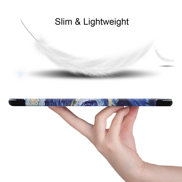 Pattern Printing Tri-fold Leather Stand Case for Samsung Galaxy Tab S5e SM-T720 - Oil Painting-2