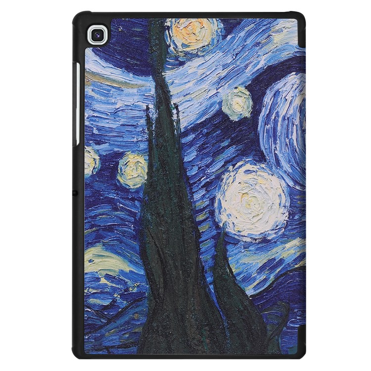 Pattern Printing Tri-fold Leather Stand Case for Samsung Galaxy Tab S5e SM-T720 - Oil Painting-8
