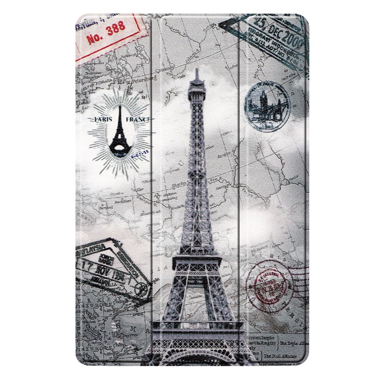Pattern Printing Tri-fold Leather Stand Case for Samsung Galaxy Tab S5e SM-T720 - Eiffel Tower-7
