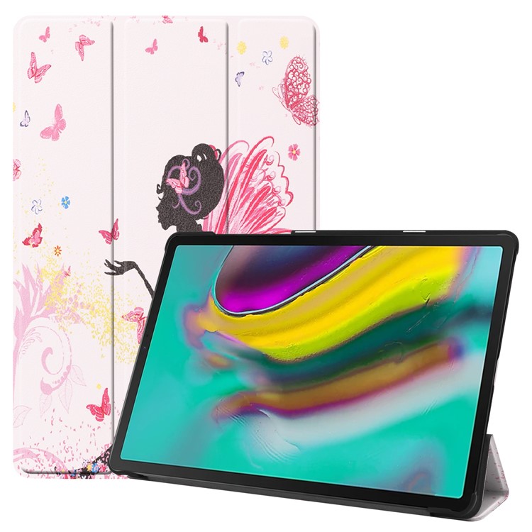 Pattern Printing Tri-fold Leather Stand Case for Samsung Galaxy Tab S5e SM-T720 - Beauty Pattern-1