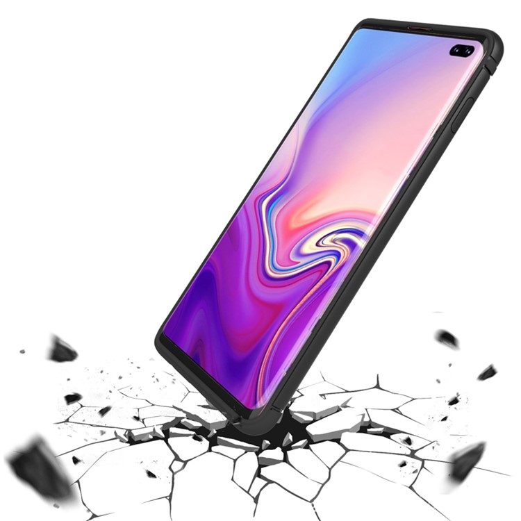 TPU Edge Metal Frame Strong Glass Back Phone Case Cover for Samsung Galaxy S10 Plus - Black-4