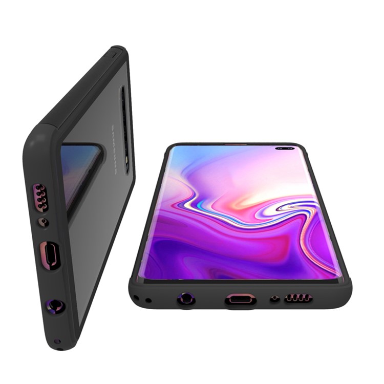 TPU Edge Metal Frame Strong Glass Back Phone Case Cover for Samsung Galaxy S10 Plus - Black-5