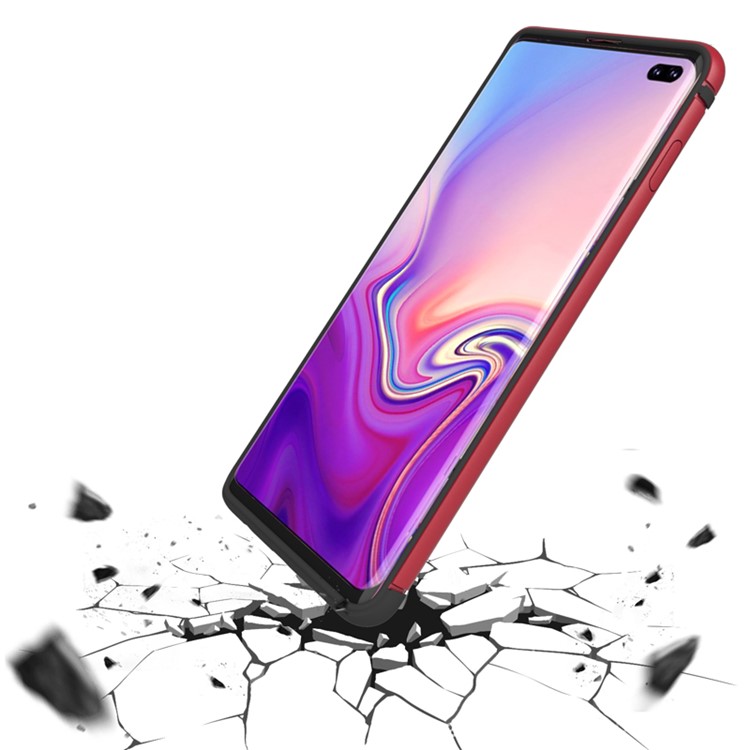 TPU Edge Metal Frame Strong Glass Back Phone Case Cover for Samsung Galaxy S10 Plus - Red-4