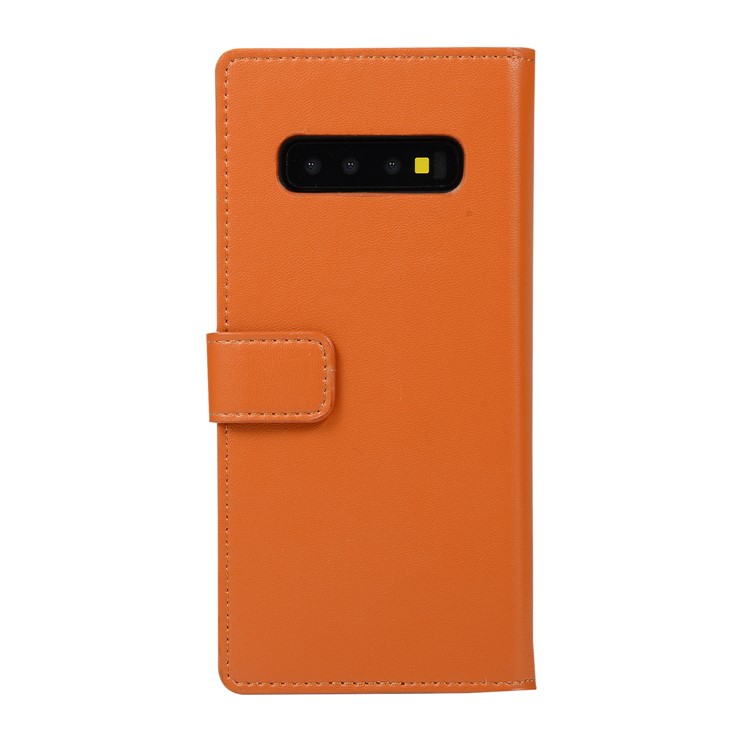 Wallet Zippered Genuine Leather Protector Case for Samsung Galaxy S10e - Brown-2