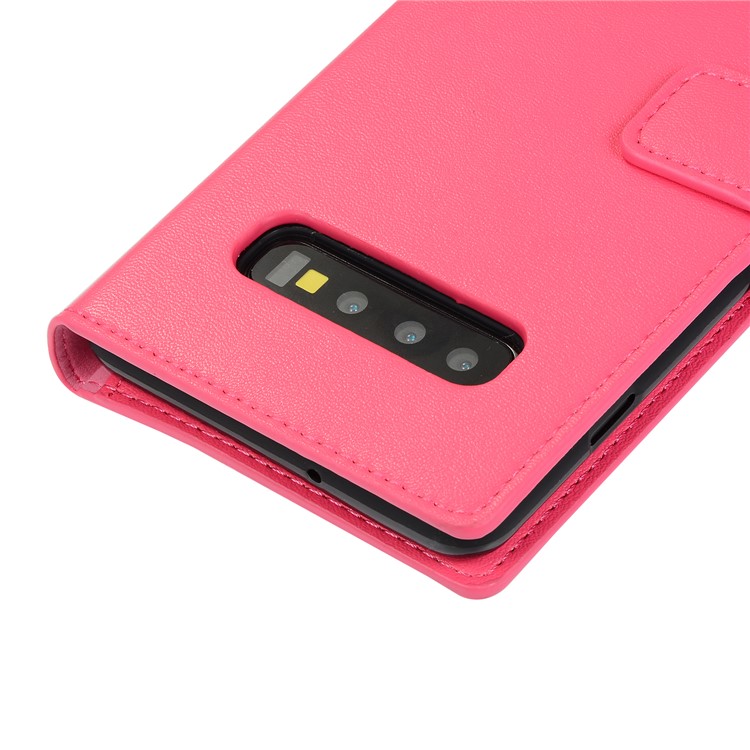 Genuine Leather Wallet Phone Case with Zipper Pocket for Samsung Galaxy S10 - Rose-6