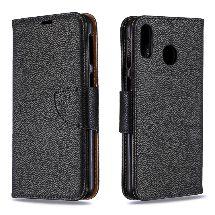 Litchi Texture Wallet Stand Protective Leather Cover for Samsung Galaxy M20 - Black-4